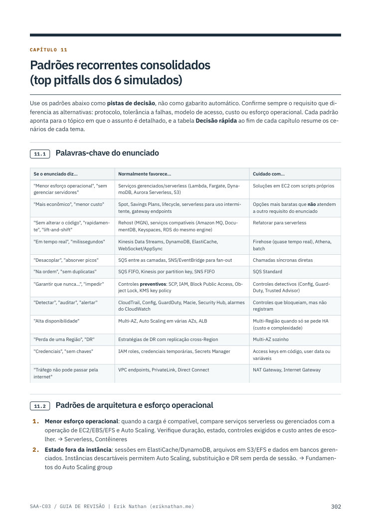 Página do Guia de revisão com a tabela de palavras-chave do enunciado