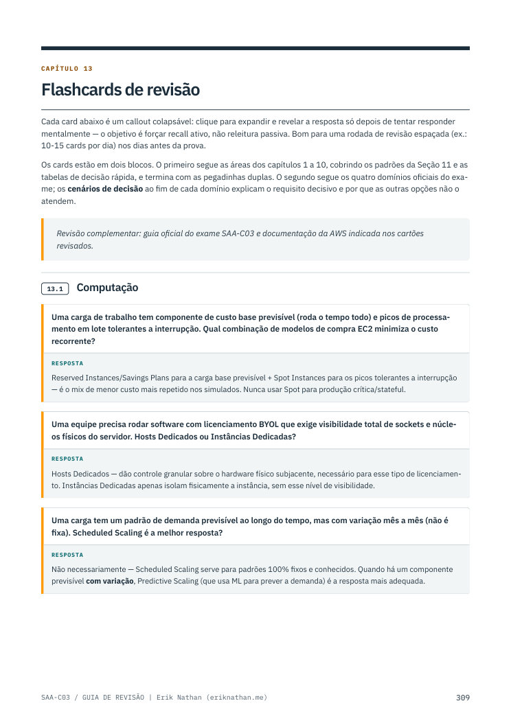 Página de flashcards do Guia de revisão